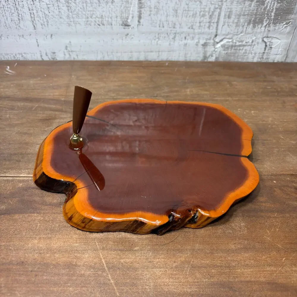 Vintage High Polish Wood Desk Pen Holder